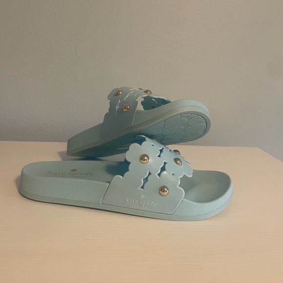 NWT Kate Spade Blue Slide Sandals - Picture 1 of 6